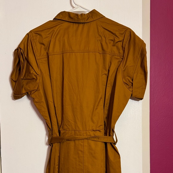 Elegant Tan Button-Up Mini Dress - Picture 3 of 3